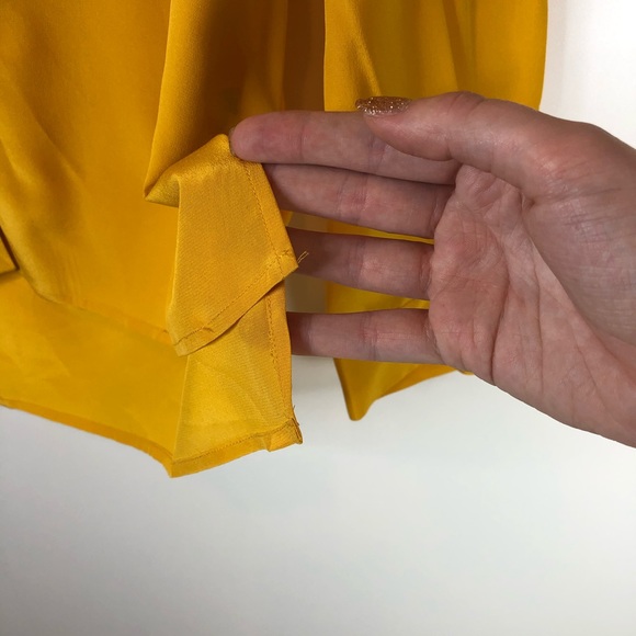 Antonio Melani Yellow Silk Secretary Blouse Large - Picture 6 of 10